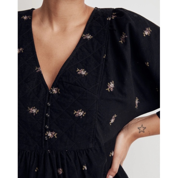 MADEWELL | Corduroy Quilted-Bib Mini Dress in Blurred Ikat - Picture 4 of 4
